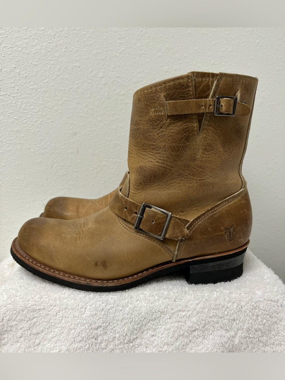 Frye Engineer Brown Leather Boots with Buckle Women’s  Ankle Size 10 M